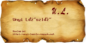 Unyi László névjegykártya